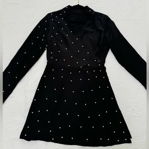SHEIN black blazer dress with pearls